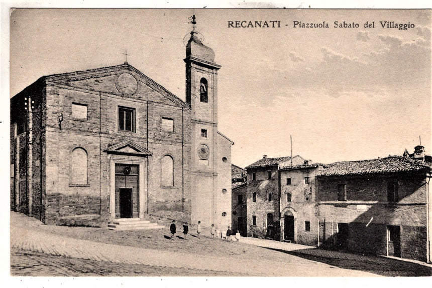 Cartolina antica Recanati piazzuola sabato del villaggio