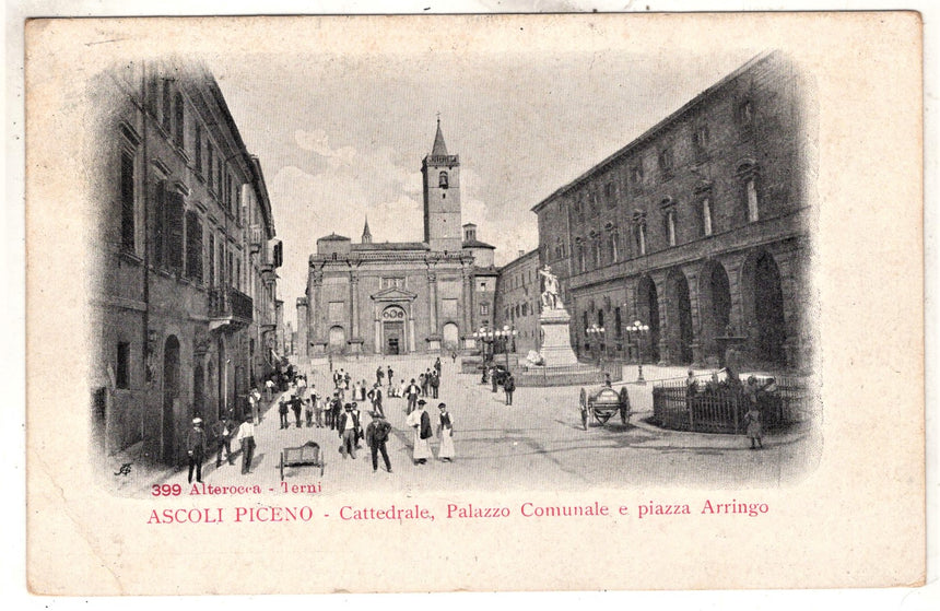 Cartolina antica Ascoli Piceno Cattedrale e palazzo Comunale