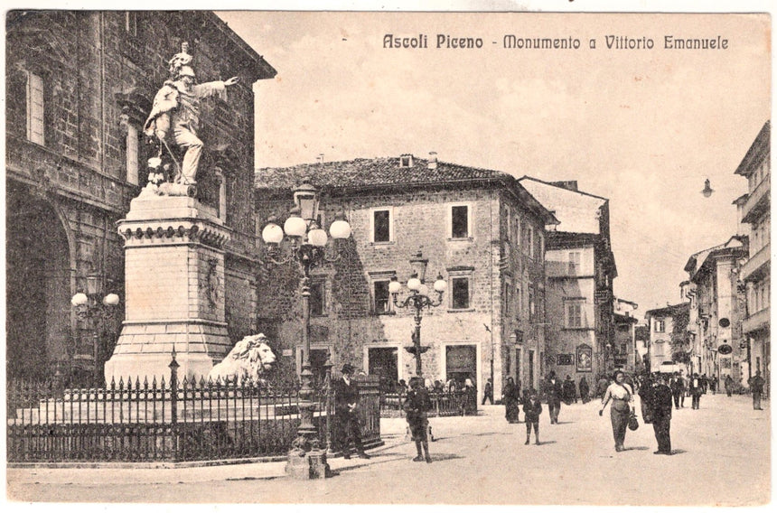 Cartolina antica Ascoli Piceno monumento a V.Emanuele