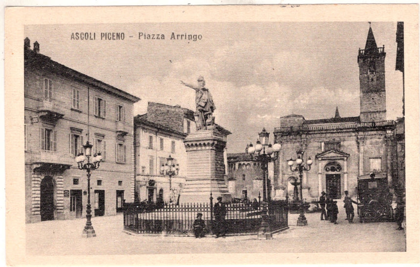 Cartolina antica Ascoli Piceno piazza Arrigo