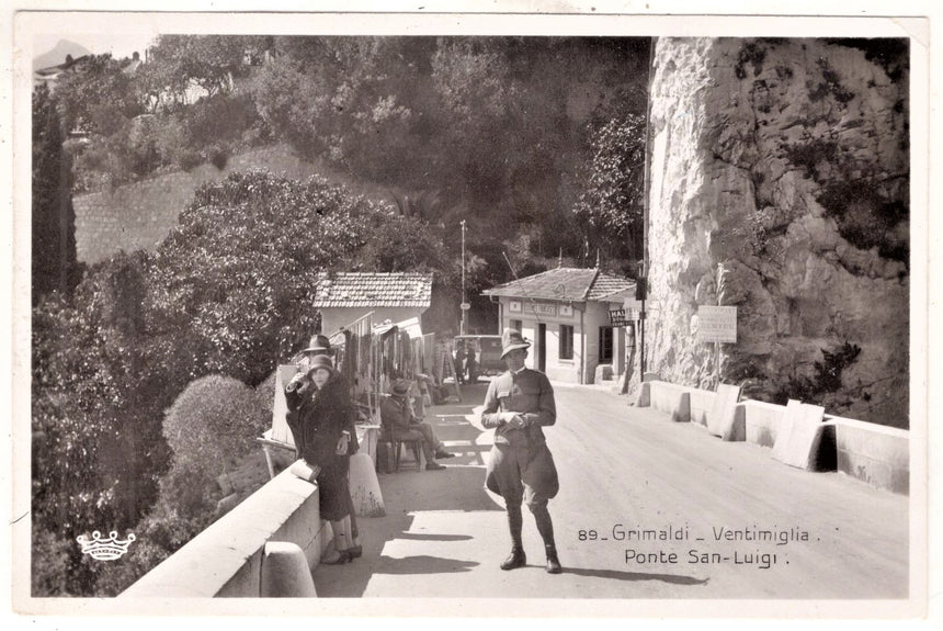 Cartolina antica Grimaldi Ventimiglia confine ponte San Luigi