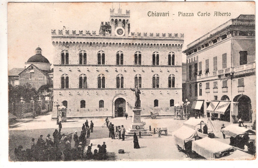 Cartolina antica Chiavari piazza Carlo Alberto Genova