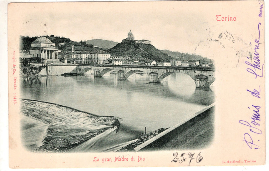 Cartolina antica Torino la Gran Madre di Dio