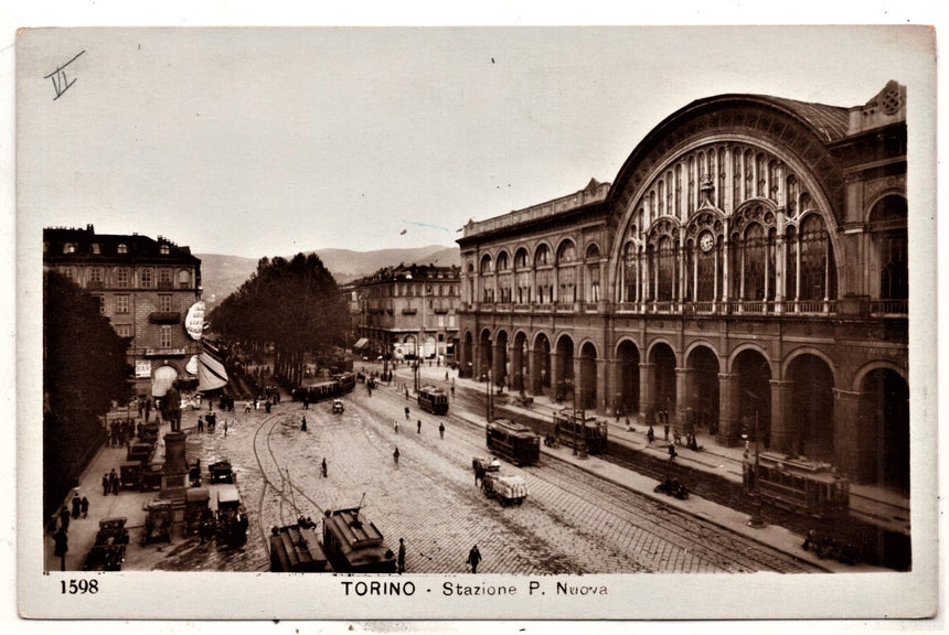 Cartolina antica Torino stazione di porta nuova