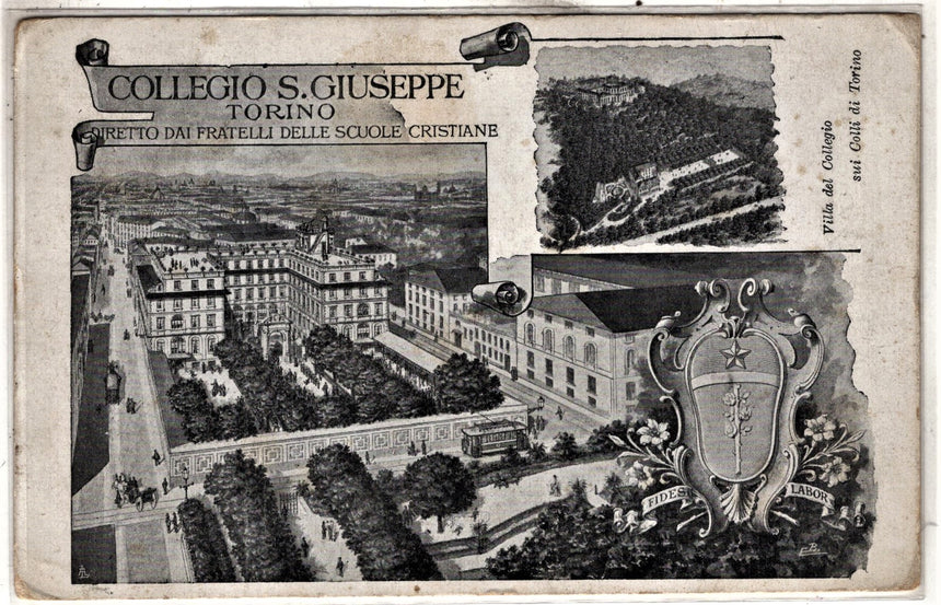 Cartolina antica Torino collegio Dsan Giuseppe in via S.Francesco