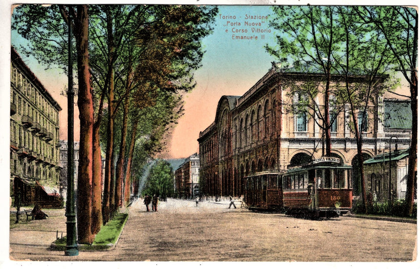 Cartolina antica Torino stazione di porta nuova