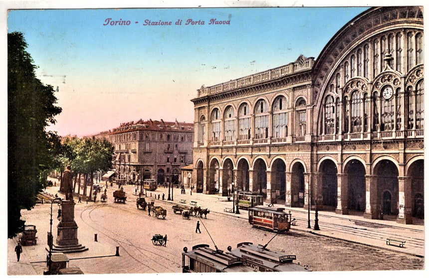 Cartolina antica Torino stazione di porta nuova