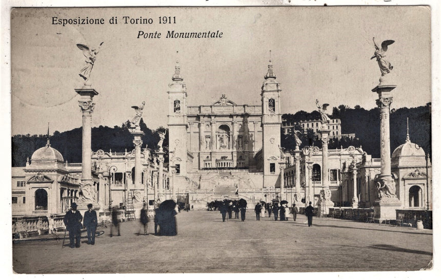 Cartolina antica Torino esposizione 1911 ponte monumentale