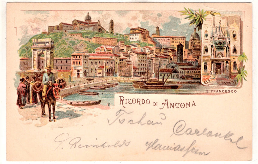 Cartolina antica Ancona un ricordo del 1899