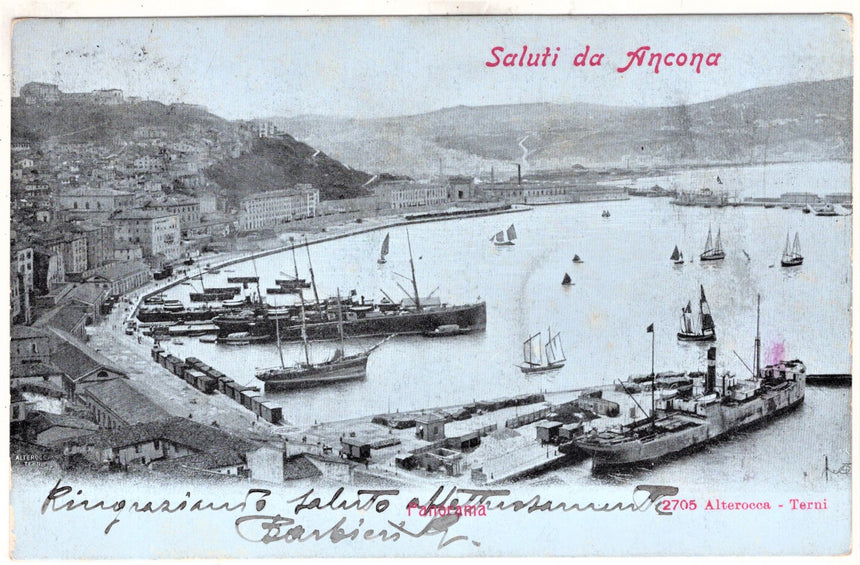 Cartolina antica Ancona un ricordo del 1899