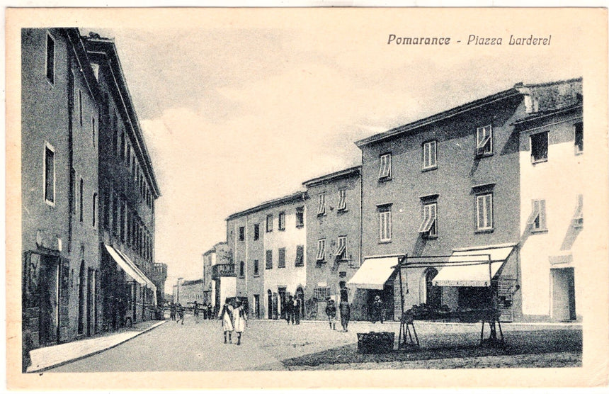 Cartolina antica Pomarance piazza Larderel Pisa