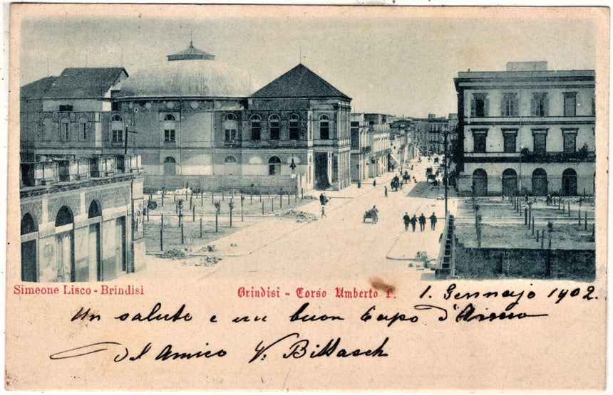 Cartolina antica Brindisi corso Umberto I sped. A Gorizia