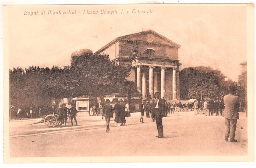 Cartolina antica Montecatini bagni piazza Umberto I Pistoia