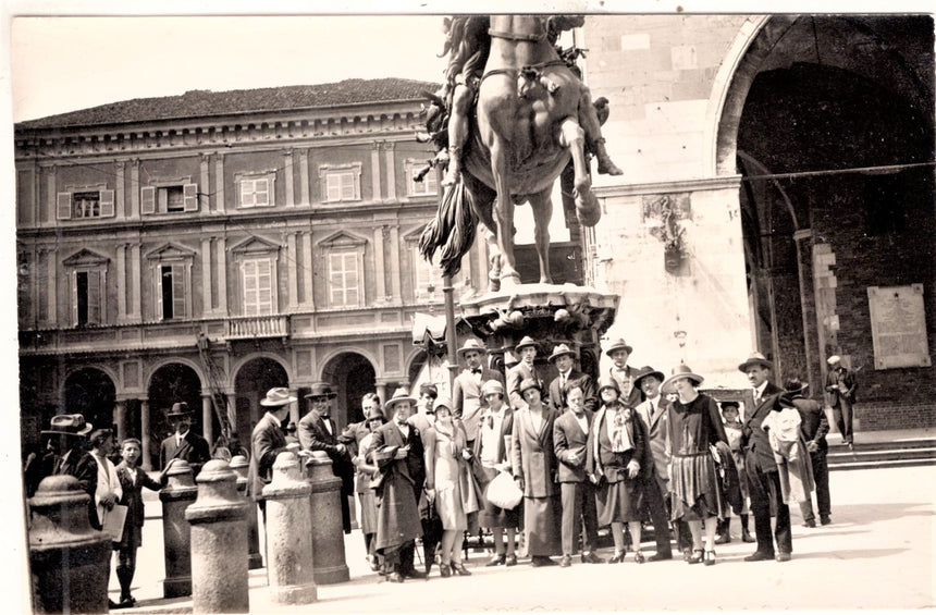 Cartolina antica Piacenza concorso filodrammatica nazionale a Piacenza 1926 piazza Cavalli