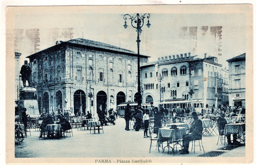 Cartolina antica Parma piazza Garibaldi sped in Austria