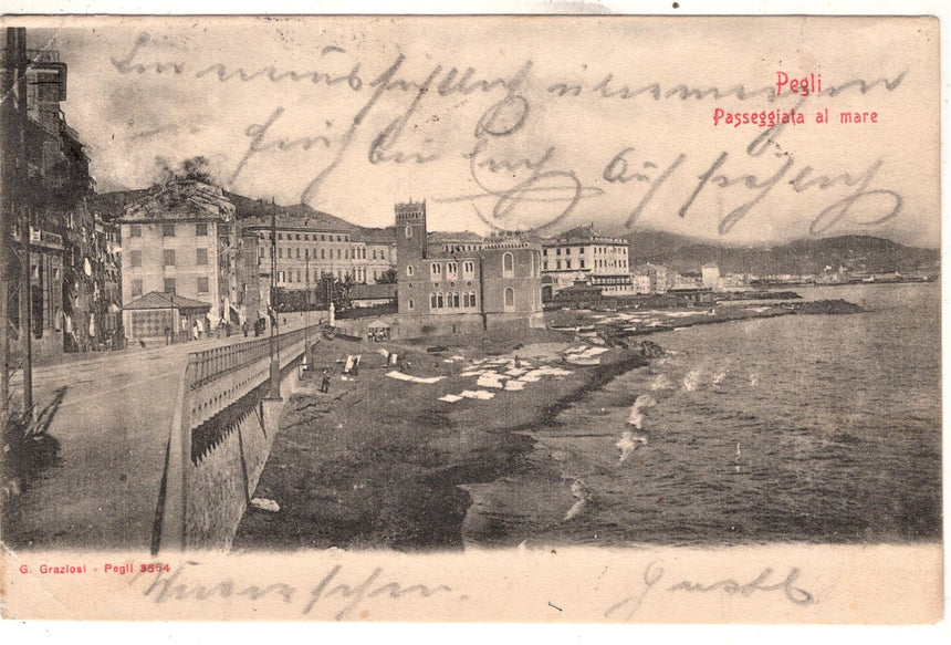 Cartolina antica Pegli passeggiata spedita a Bressanone