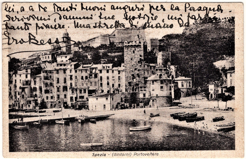 Cartolina antica Portovenere Spezia spedita a Roma