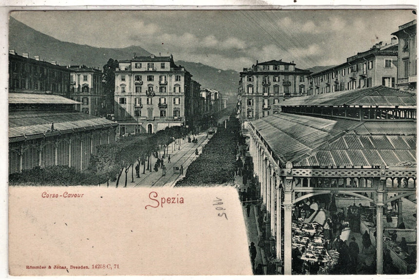 Cartolina antica Spezia corso Cavour