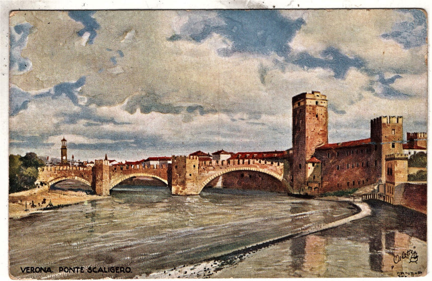 Verona ponte Scaligero Oilette Nr 790 scritta viag in busta