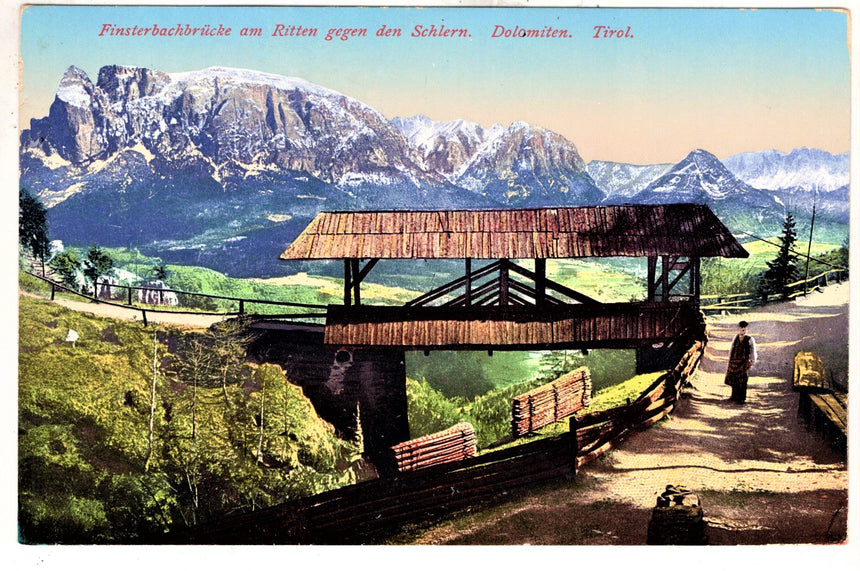 Sudtirol Alto Adige  Finsterbachbrucke am Ritten gegen Schlern