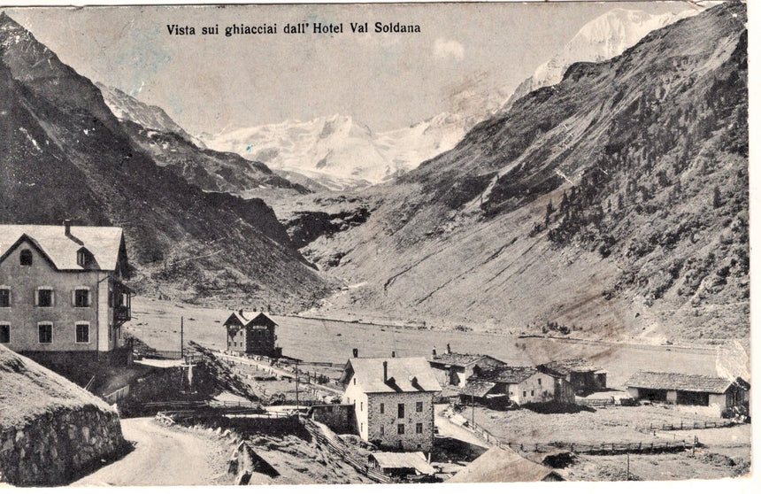 Cartolina Sudtirol Alto Adige Vista sui ghiacciai dall Hotel Soldana | Collezionissimo