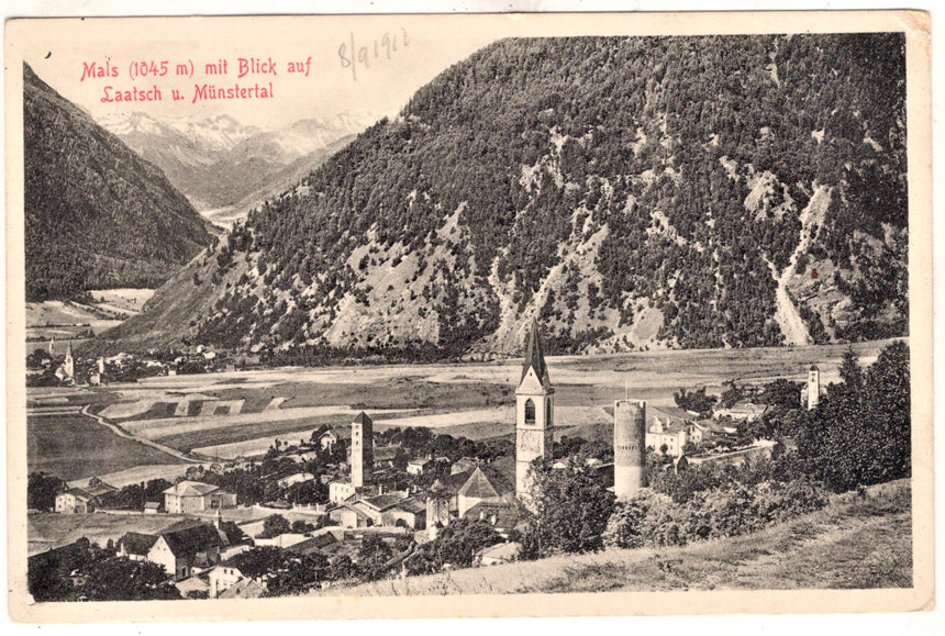 Cartolina Sudtirol Alto Adige Mals mit Blick auf Laatsch Munstertal | Collezionissimo