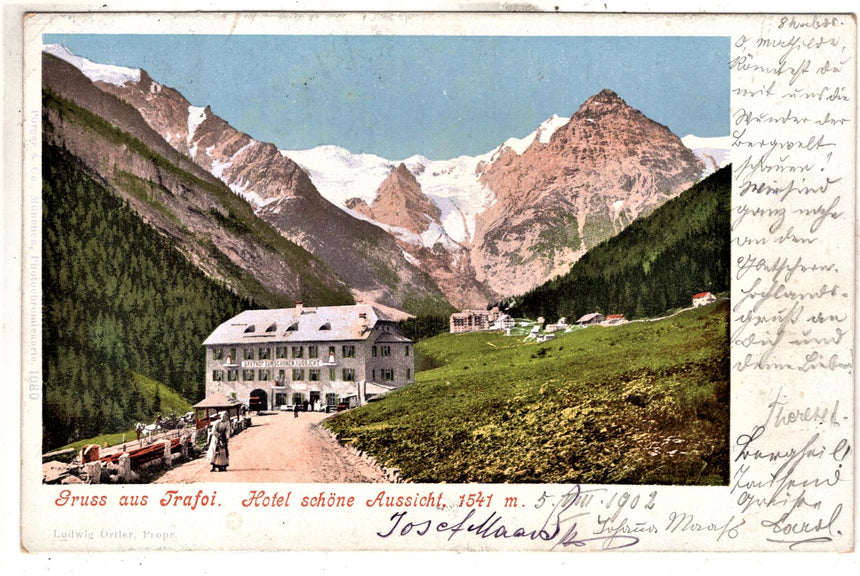 Cartolina Sudtirol Alto Adige Gruss aus Trafoi Hotel schone Aussicht | Collezionissimo