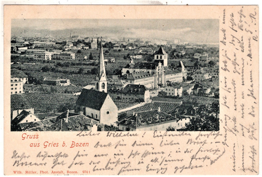 Cartolina Sudtirol Alto Adige Bozen Bolzano città - panorama | Collezionissimo. Cartolina firmata e viaggiata