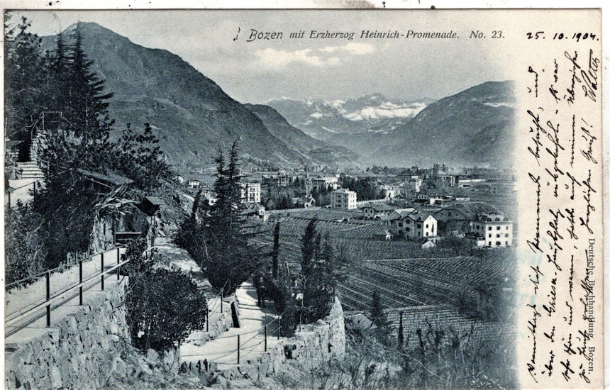 Cartolina Sudtirol Alto Adige Bozen Bolzano città - panorama | Collezionissimo. Cartolina firmata e viaggiata