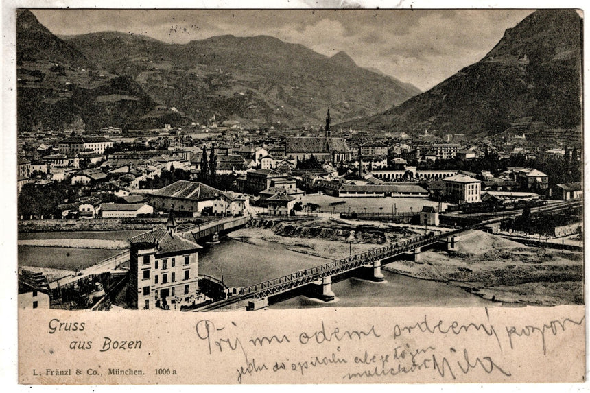 Cartolina Sudtirol Alto Adige Bozen Bolzano città - panorama | Collezionissimo. Cartolina firmata e viaggiata