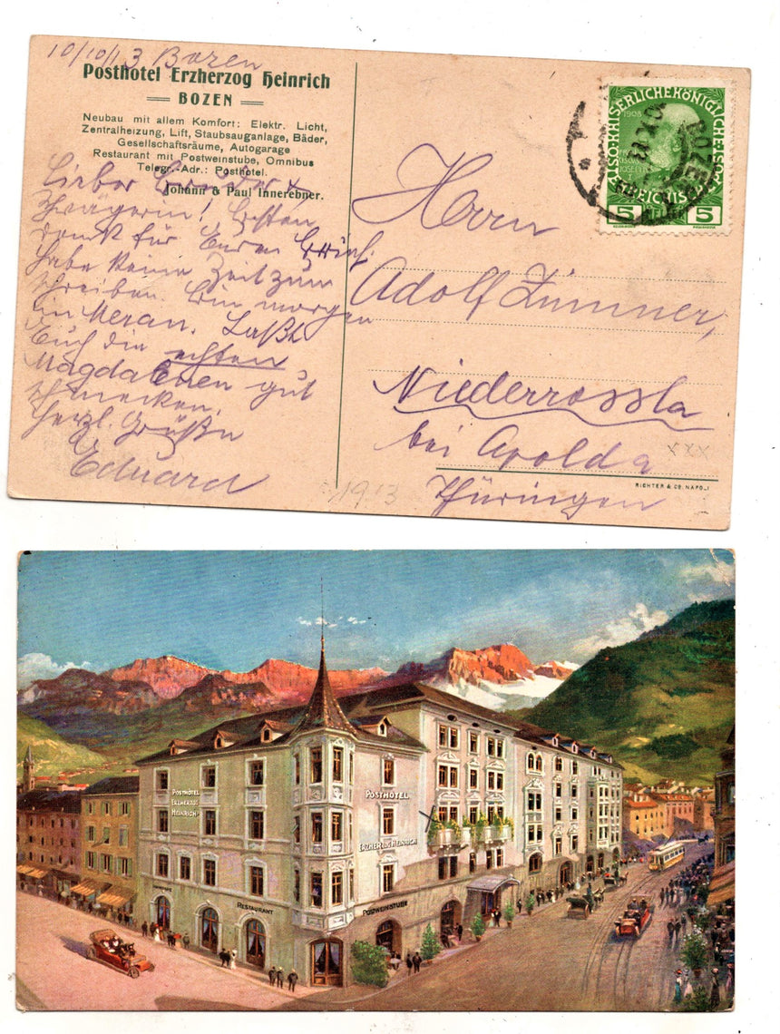 Cartolina Sudtirol Alto Adige Bozen Post Hotel  | Collezionissimo