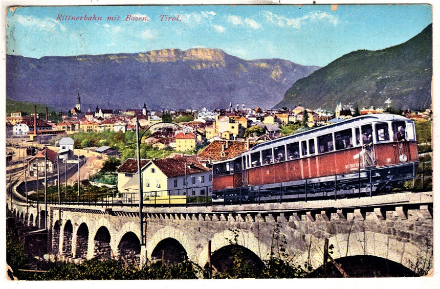 Cartolina Sudtirol Alto Adige Bolzano Rittnerbahn mit Bozen | Collezionissimo