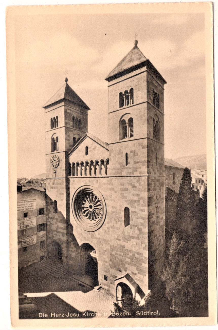 Cartolina Sudtirol Alto Adige Bolzano Bozen die Herz Jesu Kirche | Collezionissimo. Cartolina firmata e viaggiata