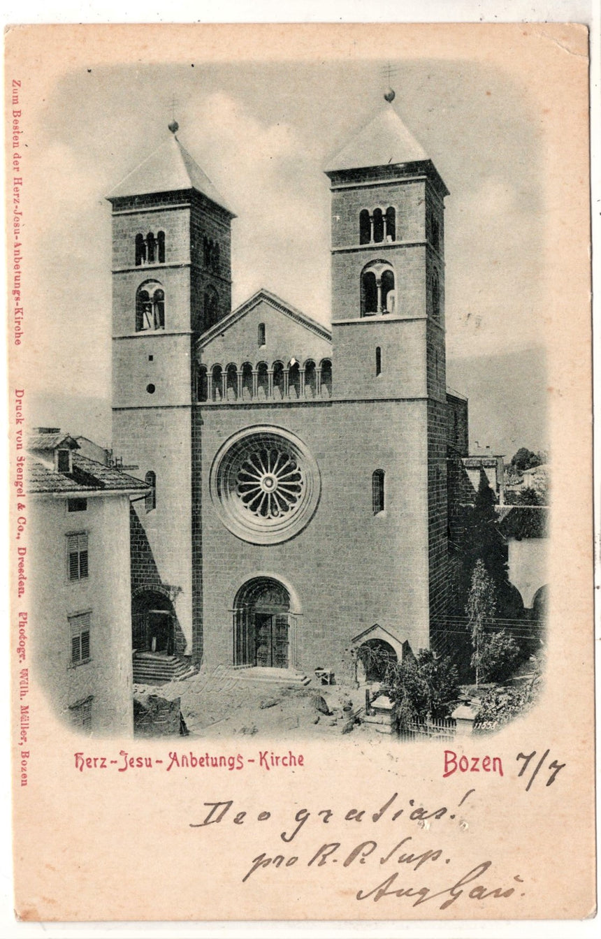 Cartolina Sudtirol Alto Adige Bolzano Bozen die Herz Jesu Kirche per St.Ulrich | Collezionissimo