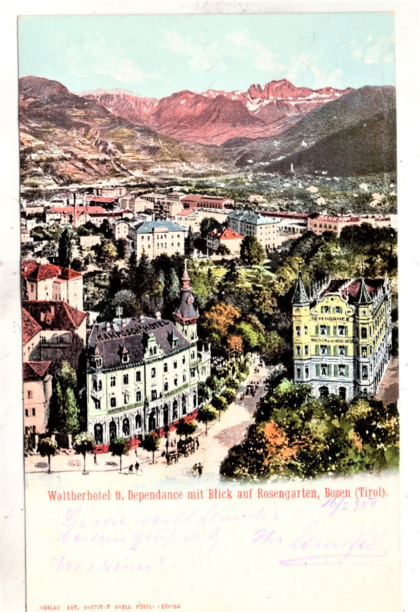 Cartolina Sudtirol Alto Adige Bolzano Bozen Hotel Walter | Collezionissimo. Cartolina firmata e viaggiata