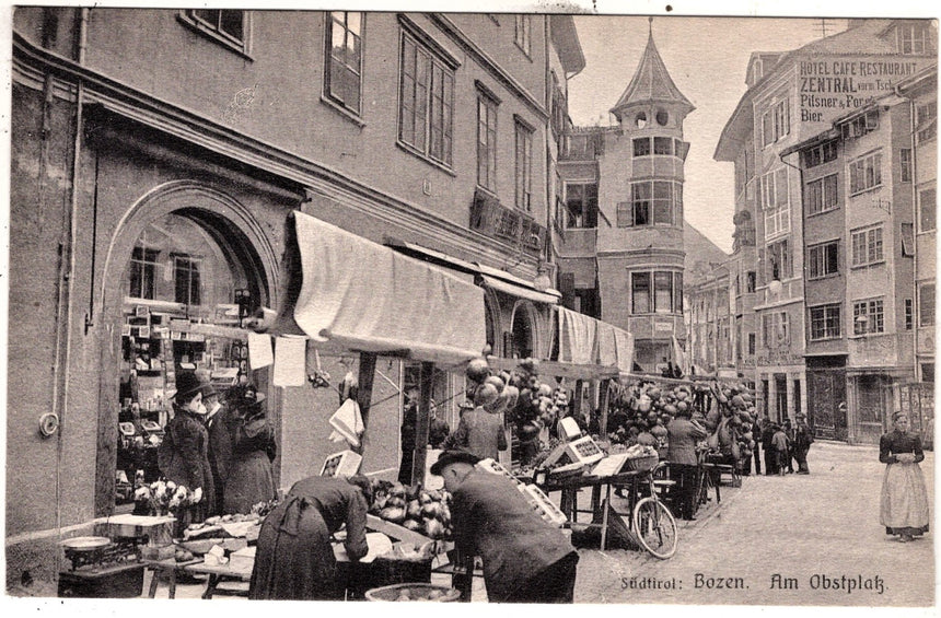 Cartolina Sudtirol Alto Adige Bolzano Bozen Obstmarkt Bolzano piazza Erbe | Collezionissimo