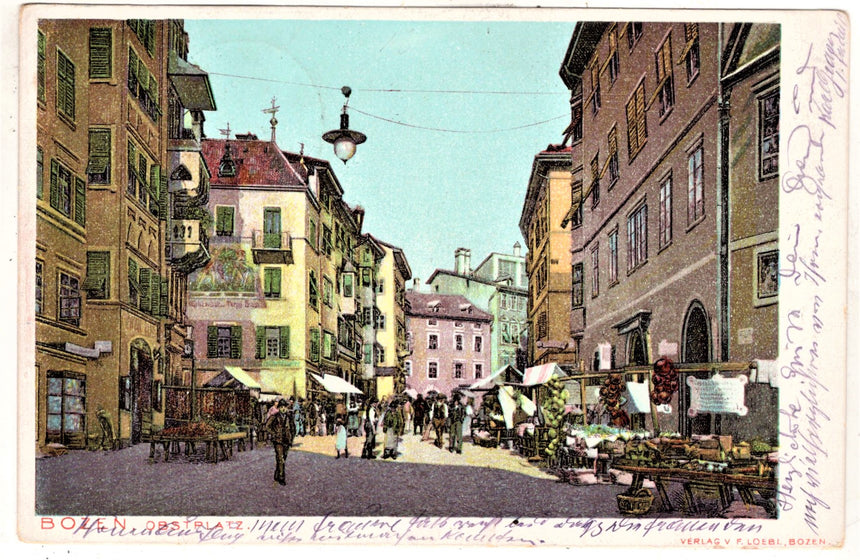 Cartolina Sudtirol Alto Adige Bolzano Bozen Obstmarkt Bolzano piazza Erbe | Collezionissimo