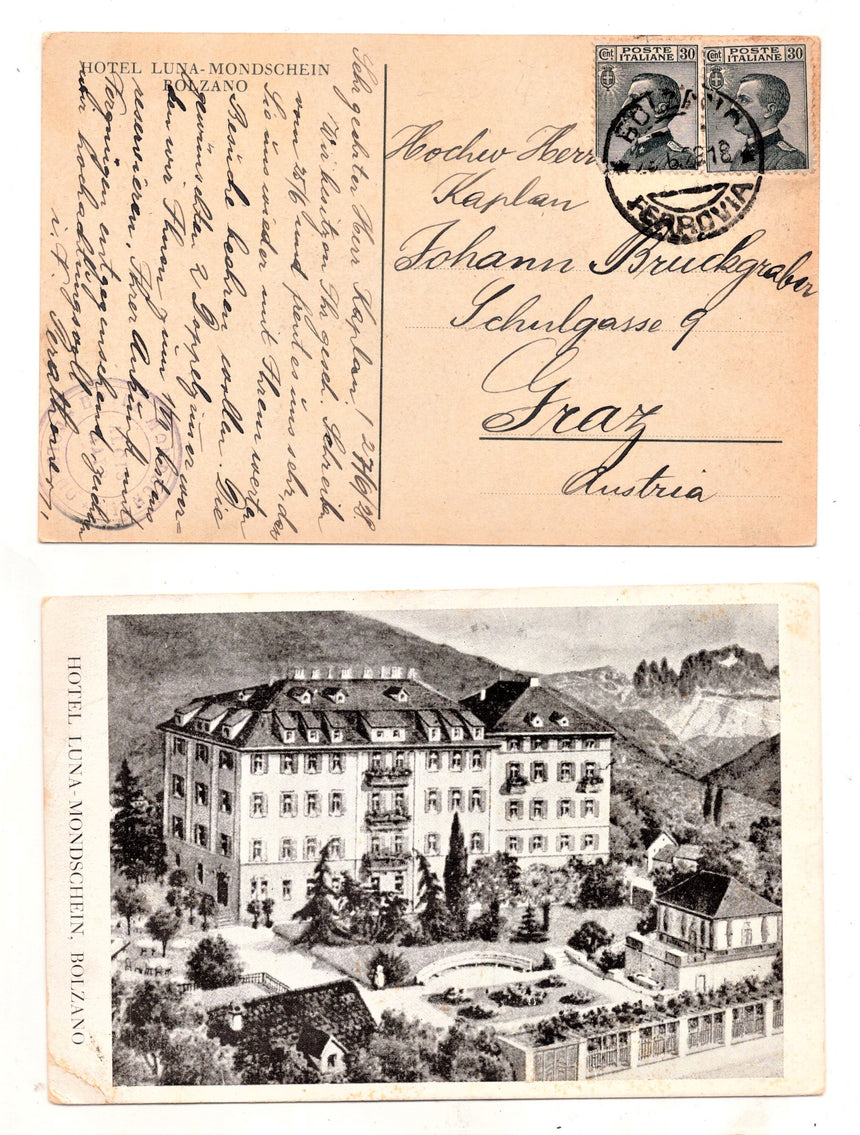 Cartolina Sudtirol Alto Adige Bolzano Bozen Hotel Luna Mondschein | Collezionissimo