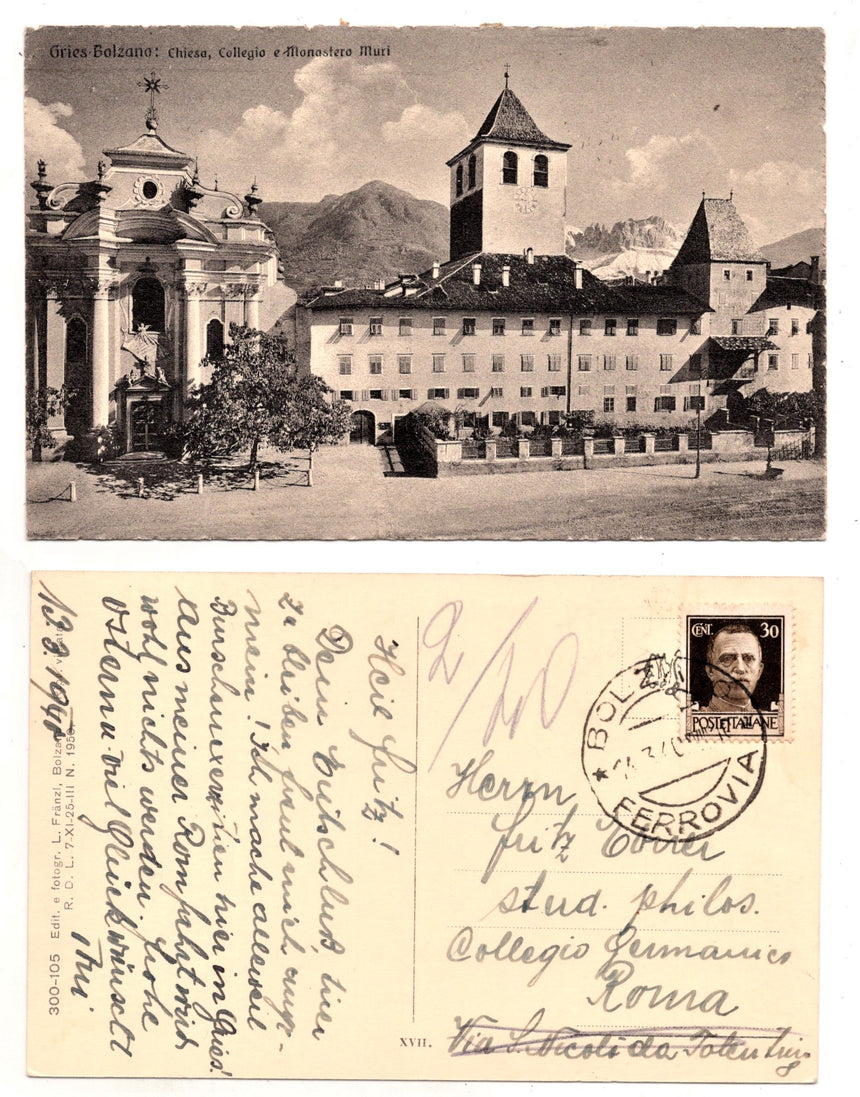 Cartolina Sudtirol Alto Adige Bolzano Bozen Gries Chiesa Monastero Muri | Collezionissimo