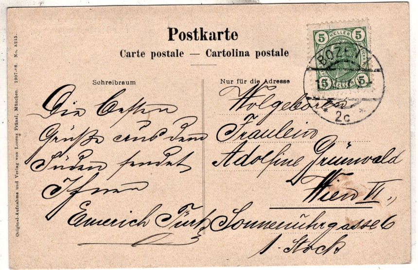 Cartolina Sudtirio Alto Adige Bolzano Bozen Gries Kaiser Franz Josef platz | Collezionissimo