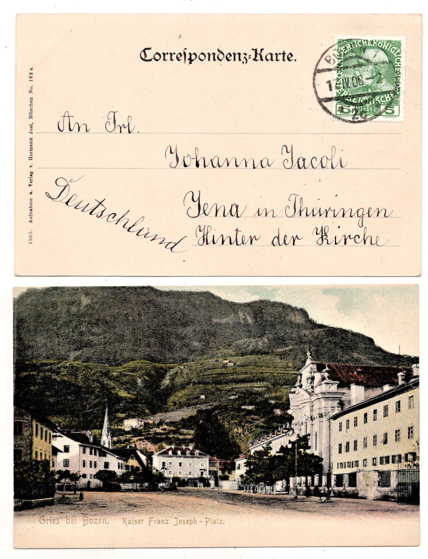 Cartolina Sudtirio Alto Adige Bolzano Bozen Gries Kaiser Franz Josef platz | Collezionissimo