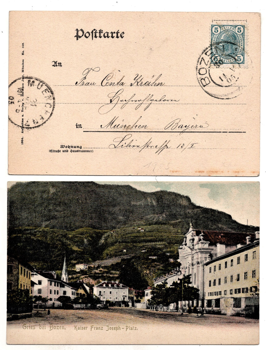 Cartolina Sudtirio Alto Adige Bolzano Bozen Gries Kaiser Franz Josef platz | Collezionissimo