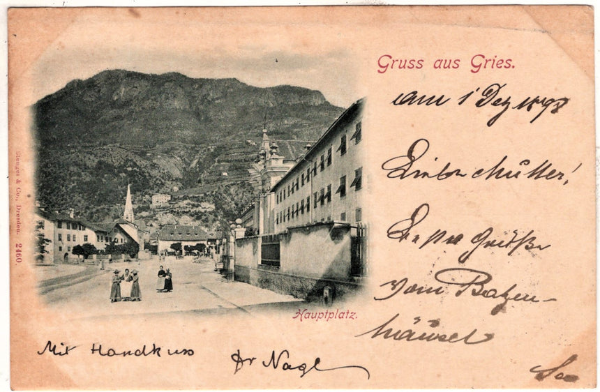 Cartolina Sudtirio Alto Adige Bolzano Bozen Gruss aus Gries Hauptplatz | Collezionissimo