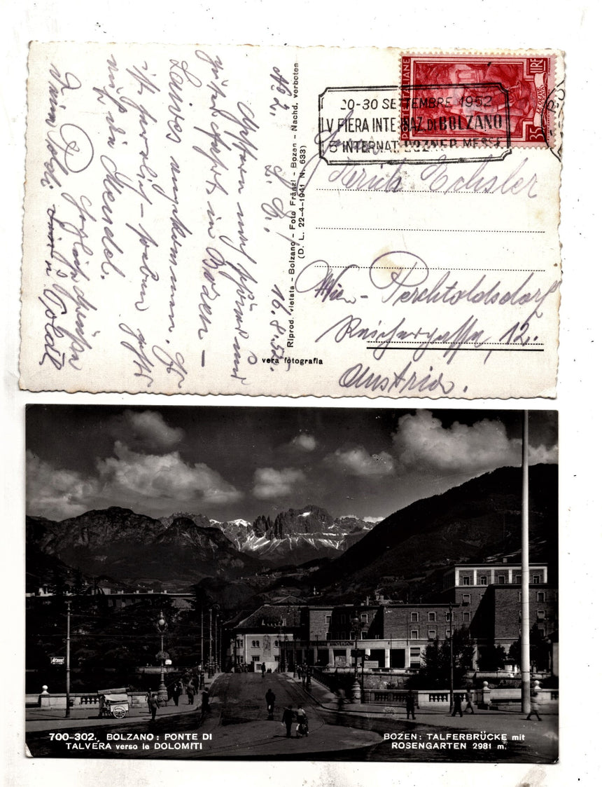 Cartolina Sudtirio Alto Adige Bolzano Bozen Talferbrucke Ponte Talvera | Collezionissimo