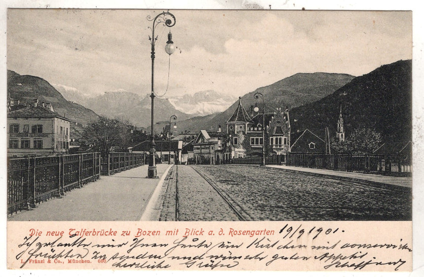 Cartolina Sudtirio Alto Adige Bolzano Bozen Talferbrucke Ponte Talvera | Collezionissimo. Cartolina firmata e viaggiata