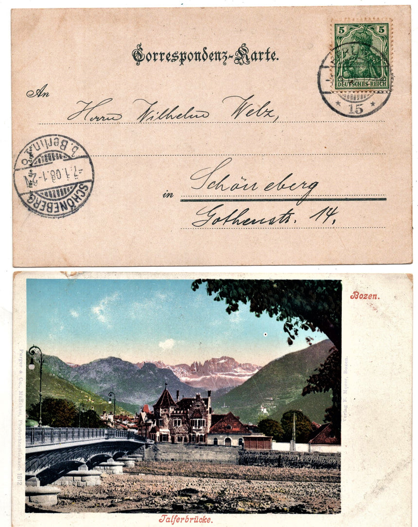 Cartolina Sudtirio Alto Adige Bolzano Bozen Talferbrucke Ponte Talvera | Collezionissimo