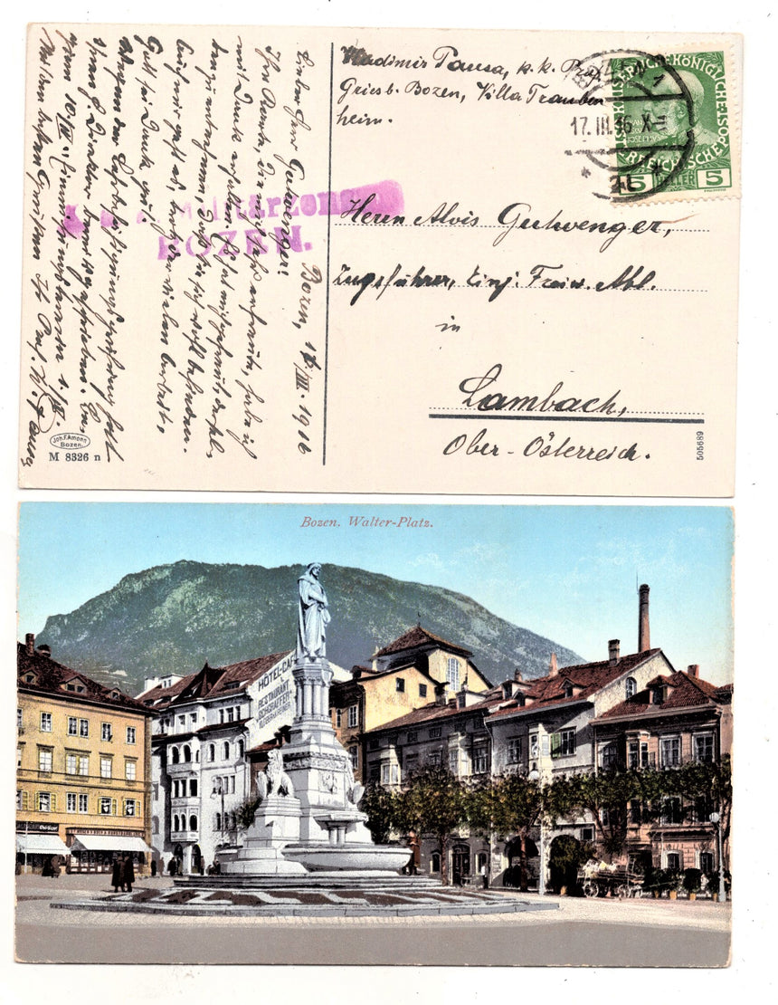 Cartolina Sudtirol Alto Adige Bolzano Bozen Waltherplatz Bolzano piazza Walter | Collezionissimo