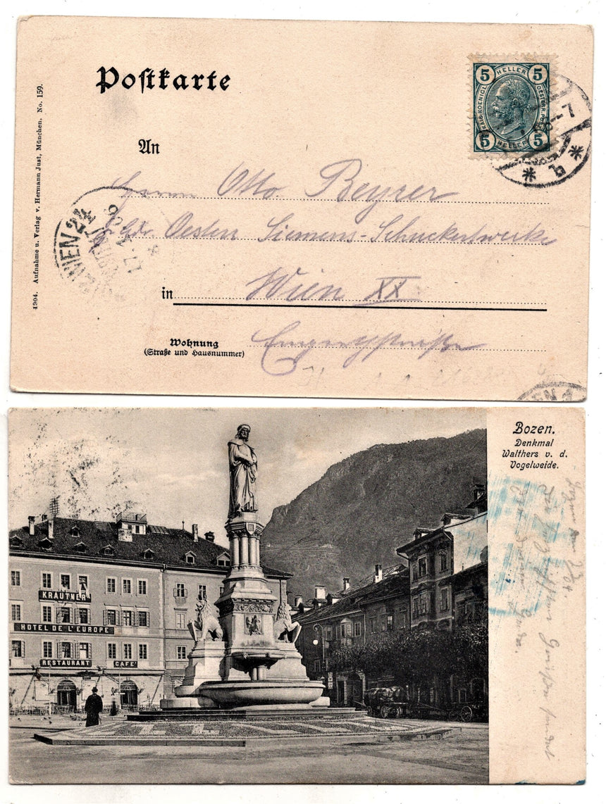 Cartolina Sudtirol Alto Adige Bolzano Bozen Waltherplatz Bolzano piazza Walter | Collezionissimo