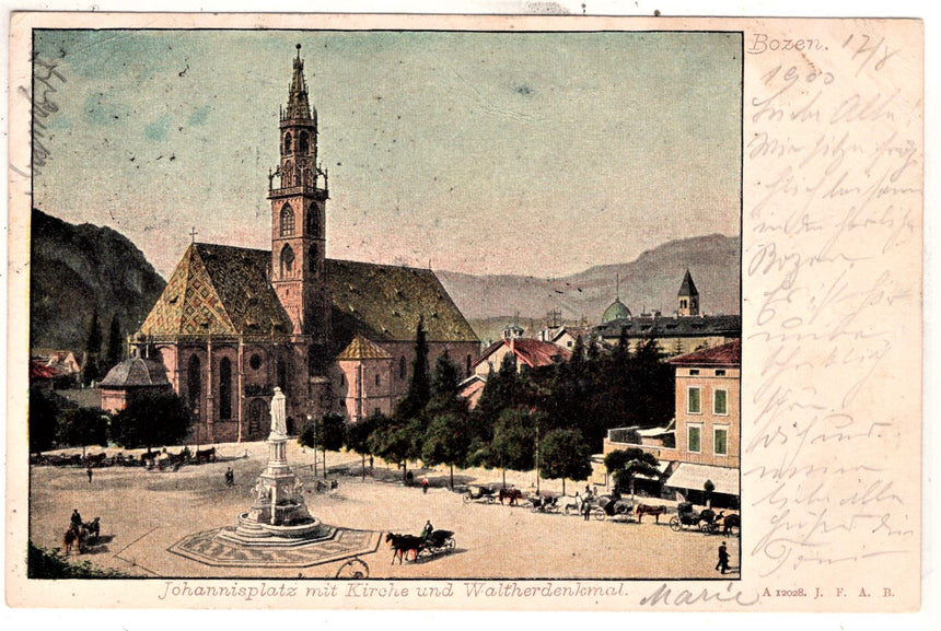 Cartolina Sudtirol Alto Adige Bolzano Bozen Waltherplatz Bolzano piazza Walter | Collezionissimo