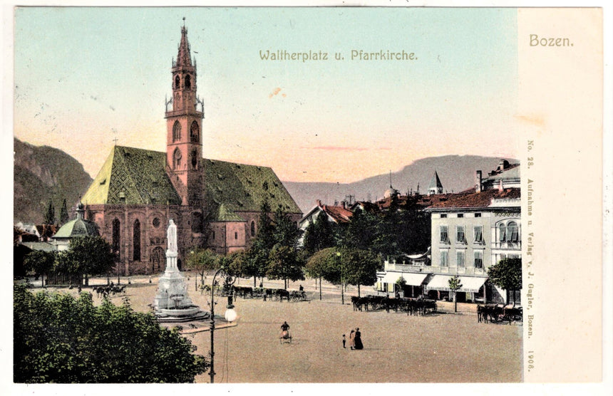 Cartolina Sudtirol Alto Adige Bolzano Bozen Waltherplatz Bolzano piazza Walter | Collezionissimo